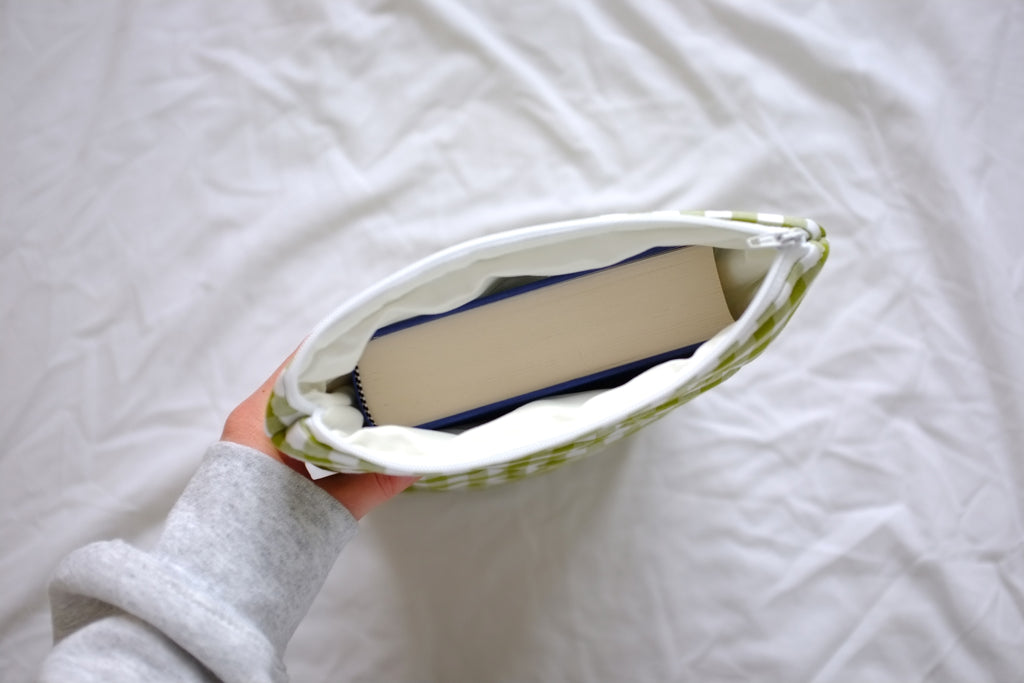 Quilted Green gingham book sleeve