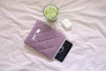 Quilted Kindle sleeve plum mini gingham
