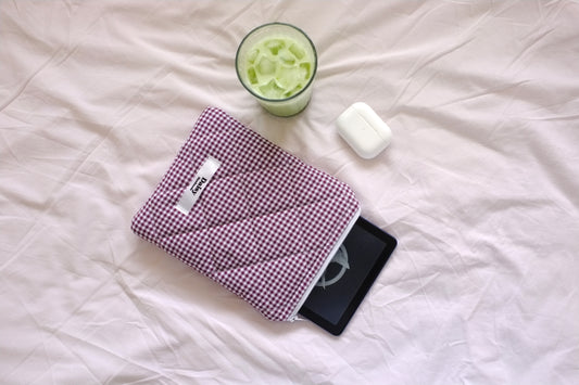 Kindle sleeve plum mini gingham