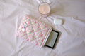 Quilted Kindle sleeve pink purple flowers