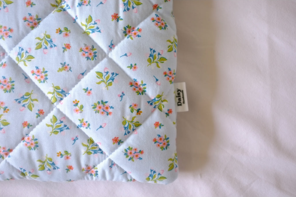 Quilted blue floral book sleeve