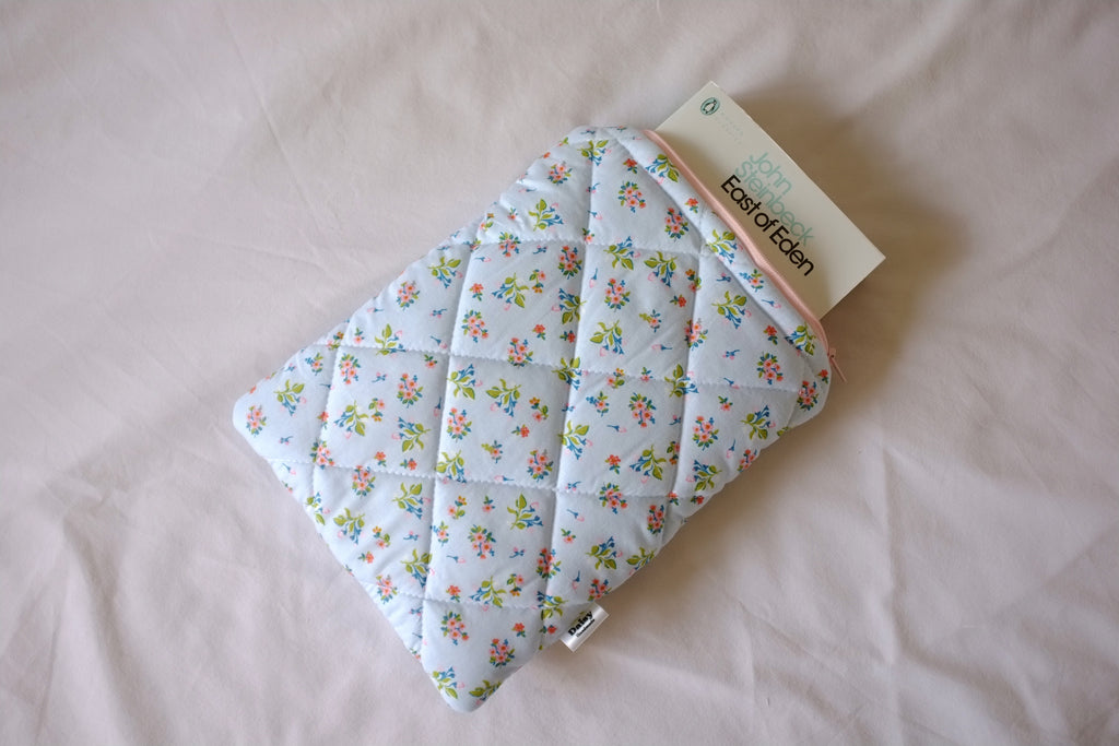 Quilted blue floral book sleeve