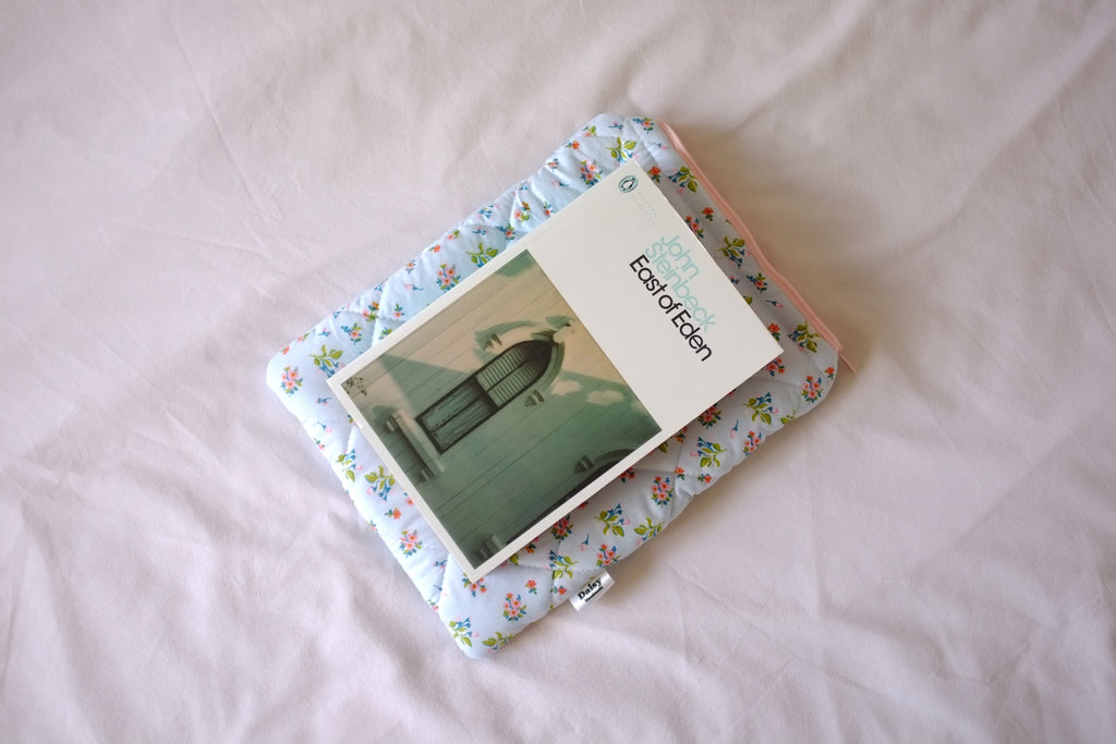 Quilted blue floral book sleeve
