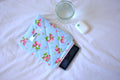 Quilted Kindle sleeve blue strawberry