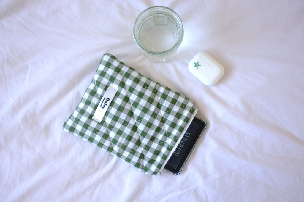 Kindle sleeve forest green gingham