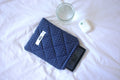 Quilted Kindle sleeve mini navy polka dot