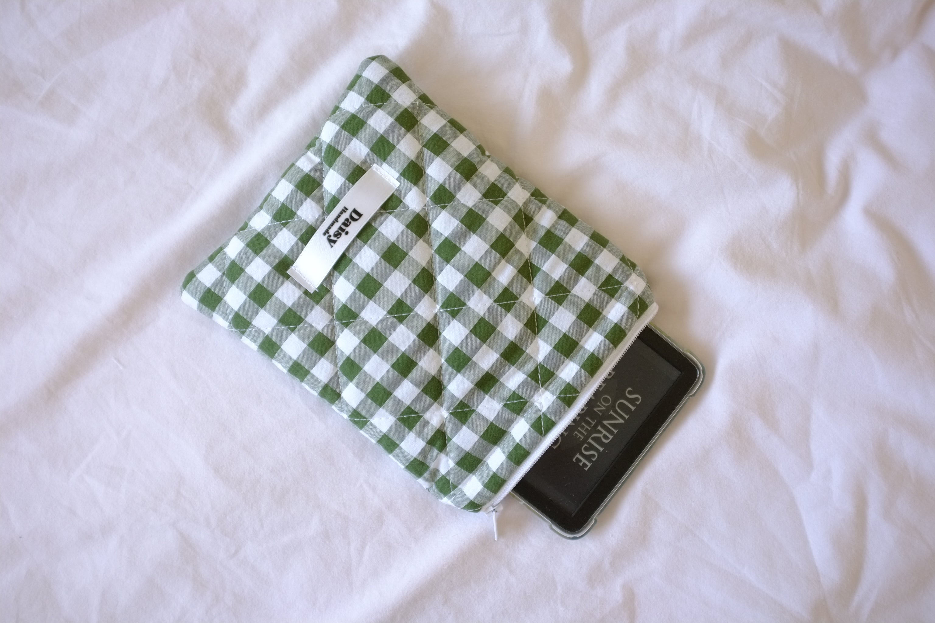 Kindle sleeve forest green gingham