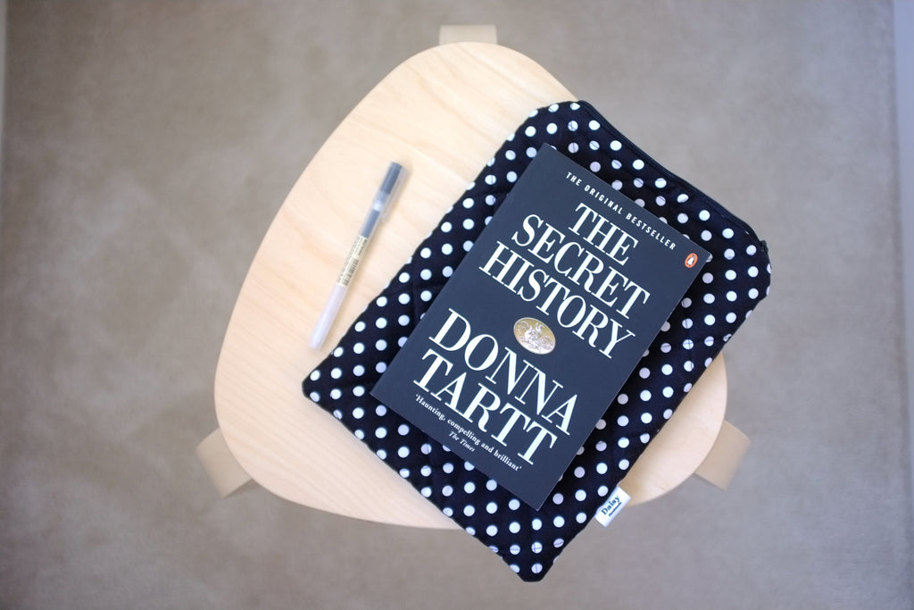 Quilted black polka dot book sleeve
