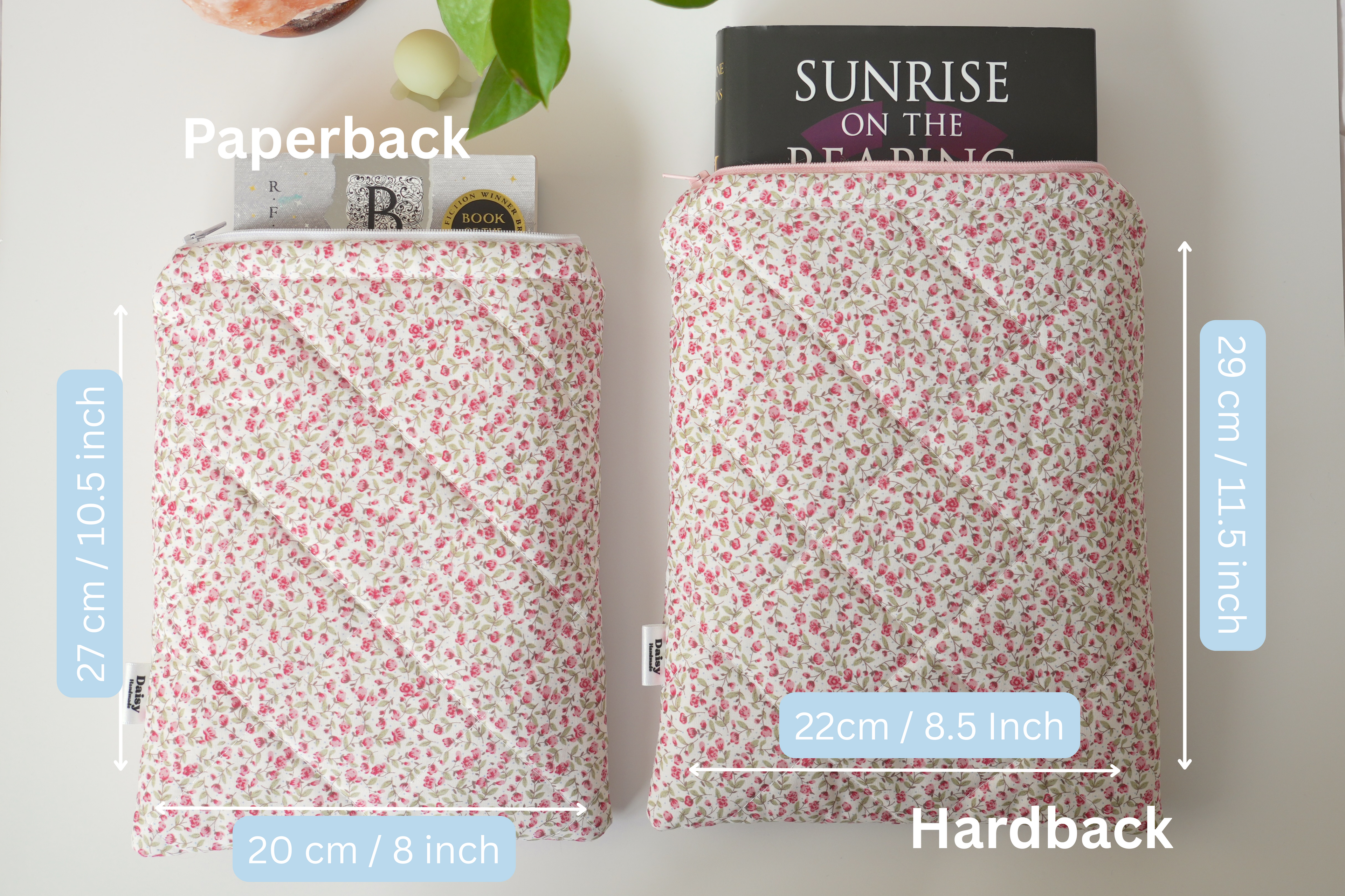 Quilted blue floral book sleeve