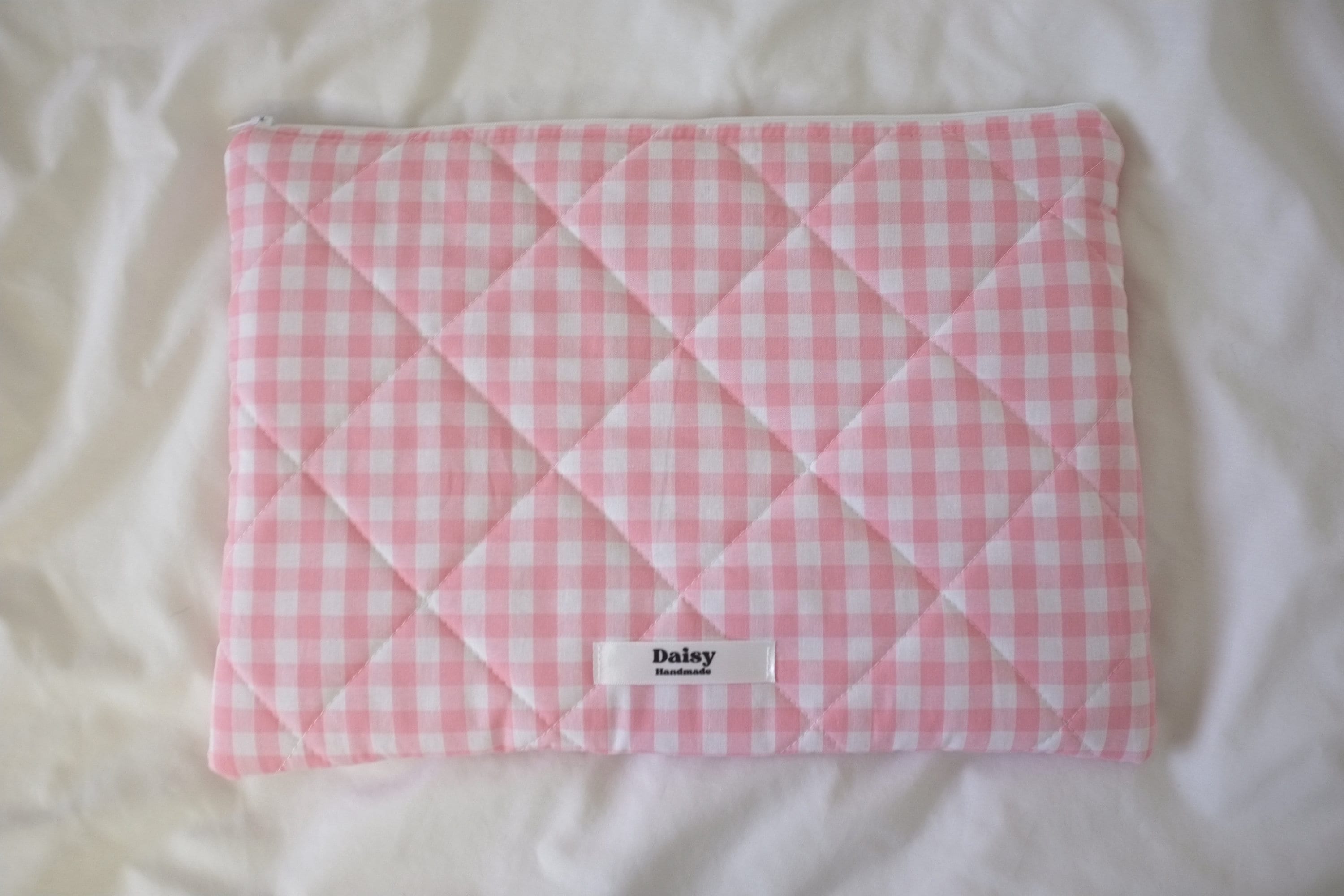 Laptop sleeve pink gingham