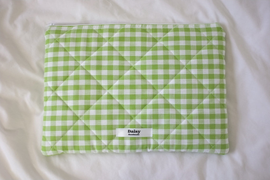 Laptop sleeve lime green gingham