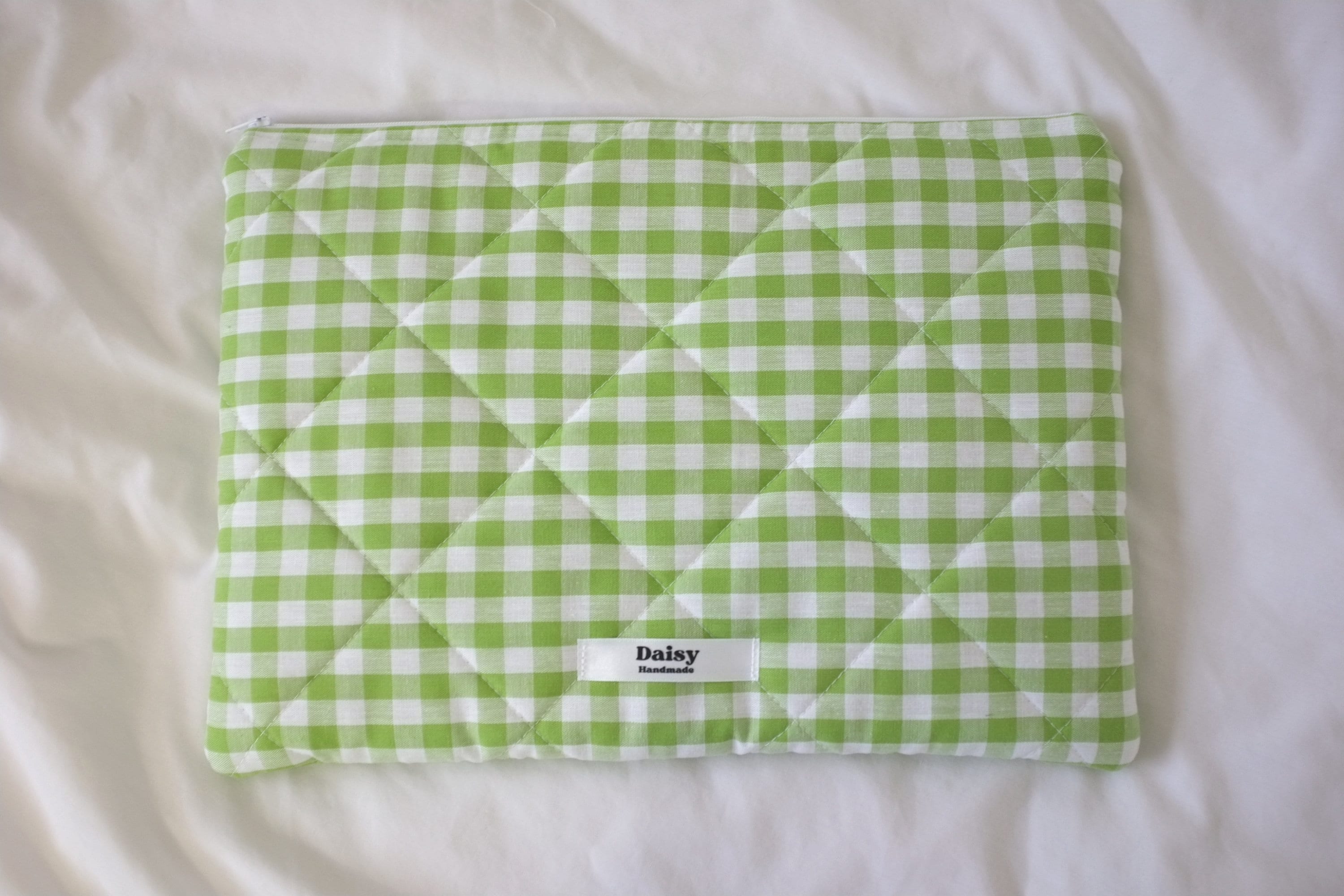 Laptop sleeve lime green gingham