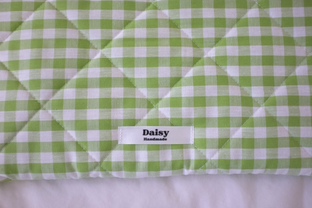 Laptop sleeve lime green gingham