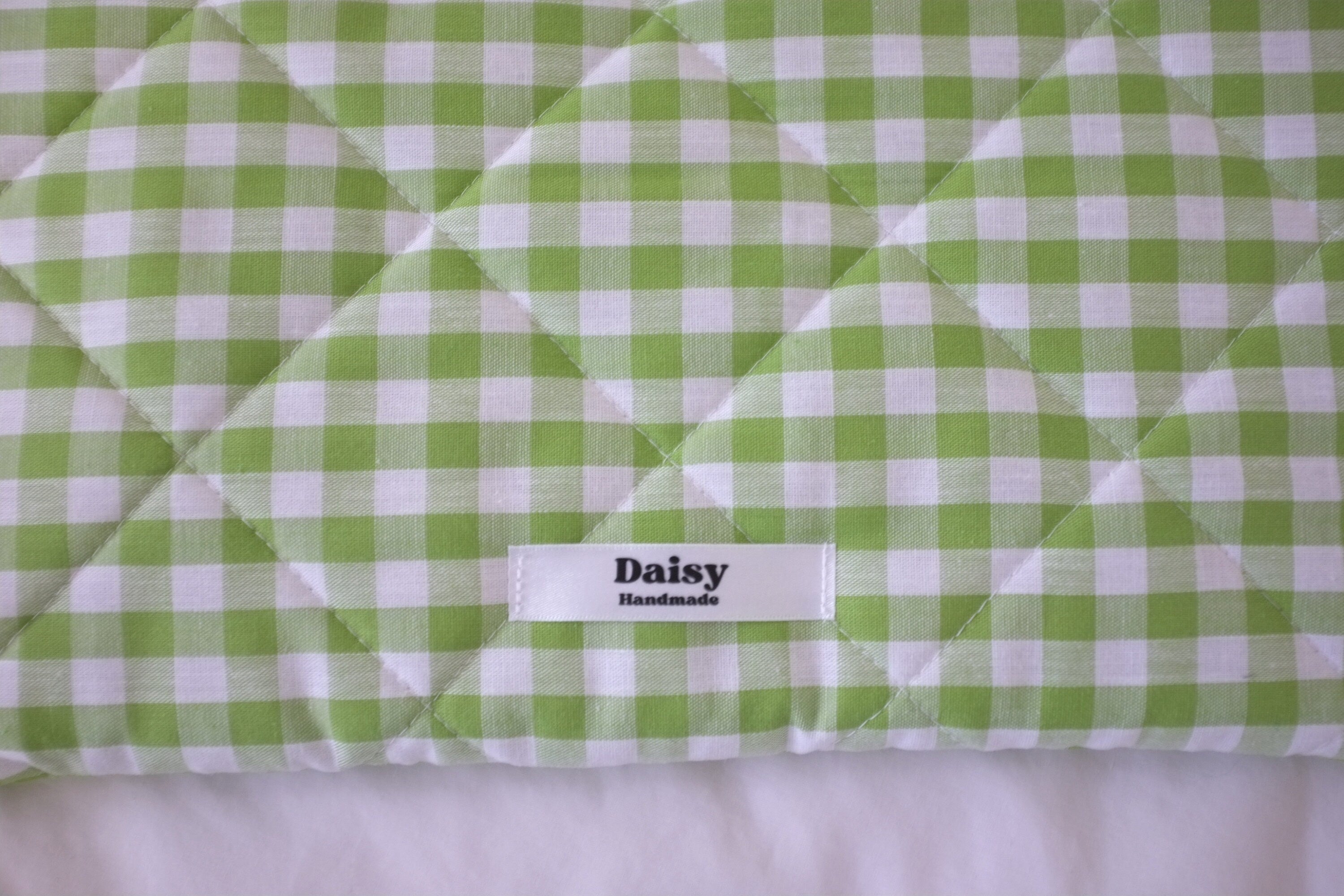 Laptop sleeve lime green gingham