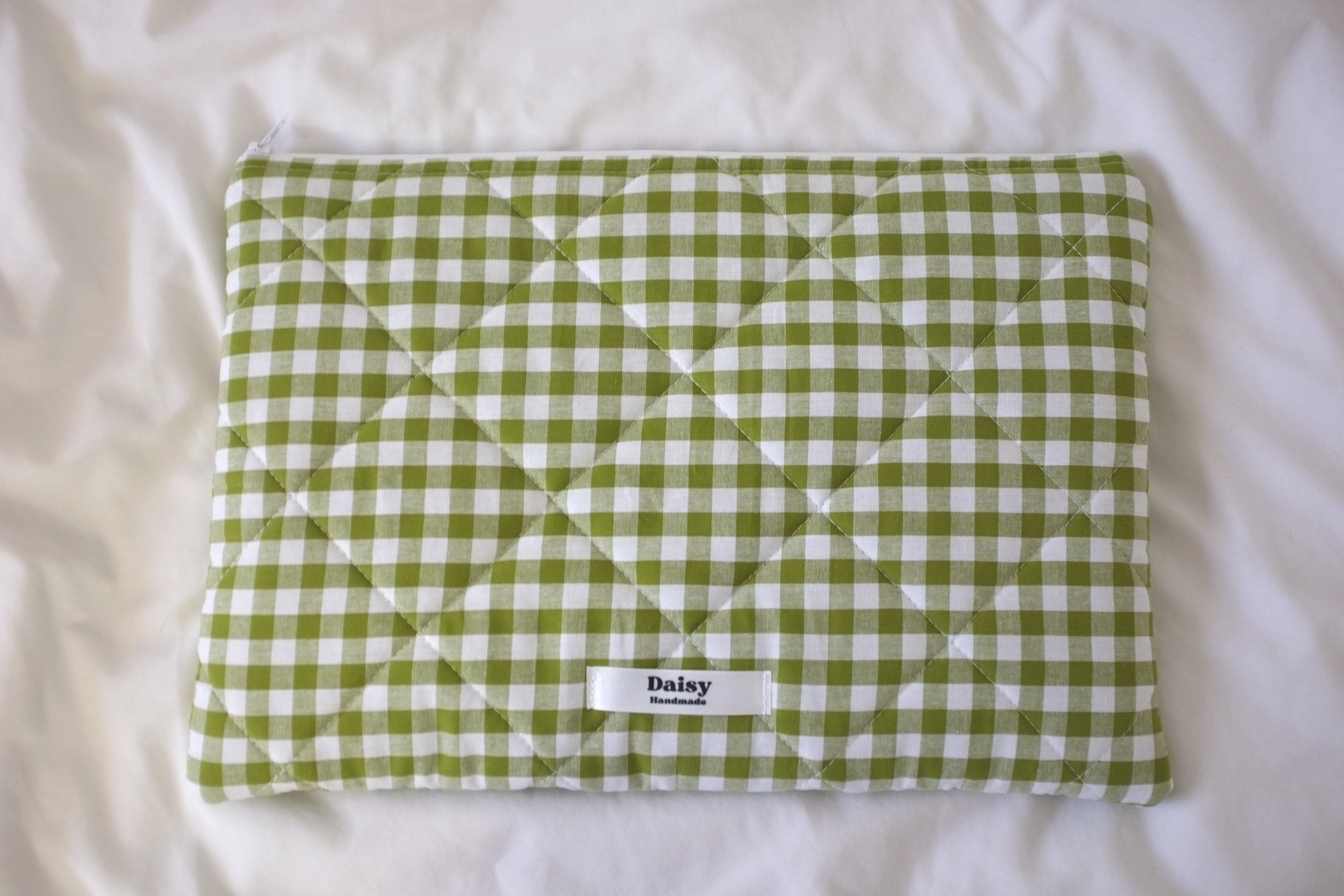 Laptop sleeve olive green gingham