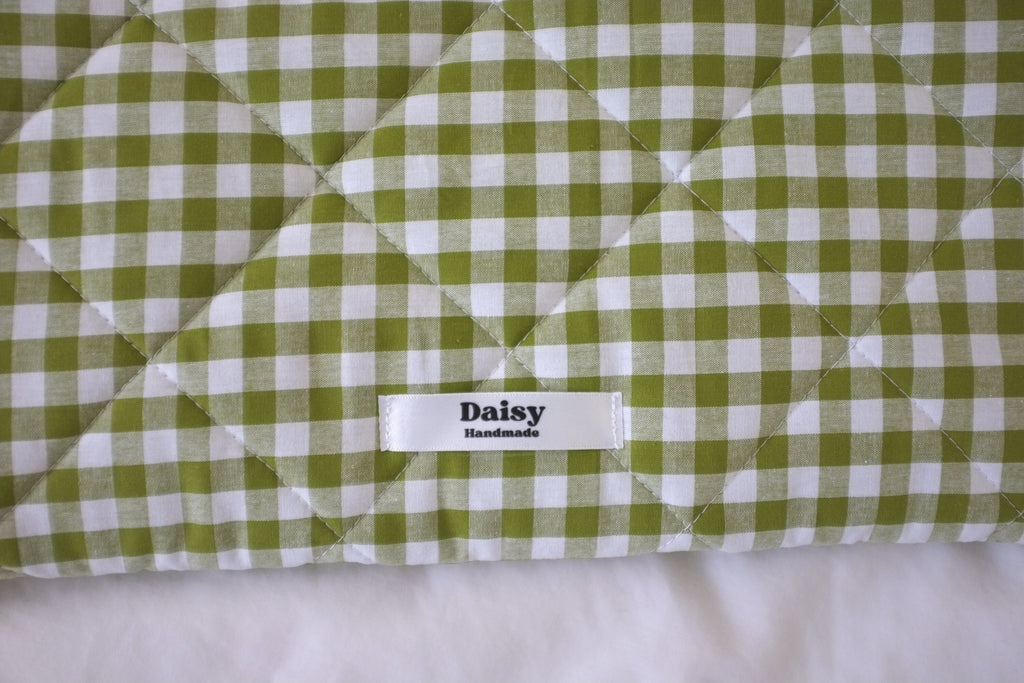 Laptop sleeve olive green gingham