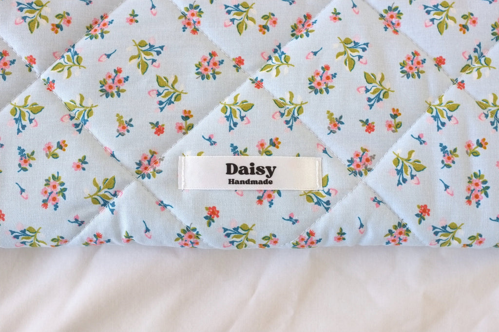 Laptop sleeve blue spring floral
