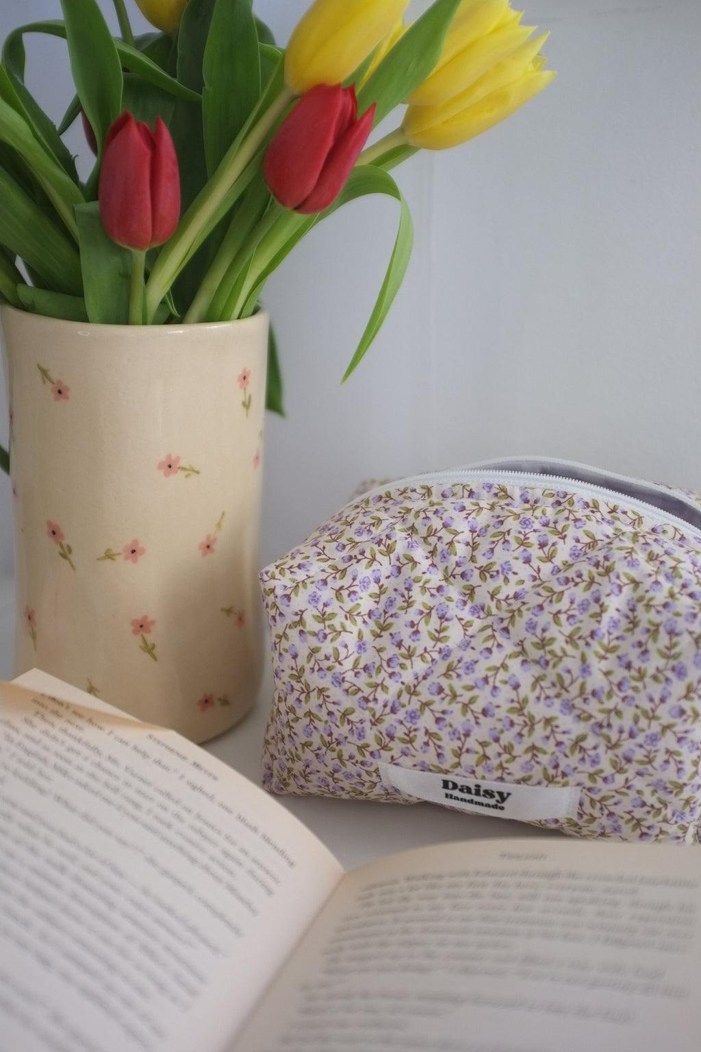 Makeup bag purple rose buds