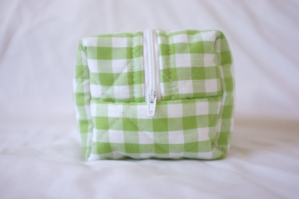 Makeup bag lime green gingham