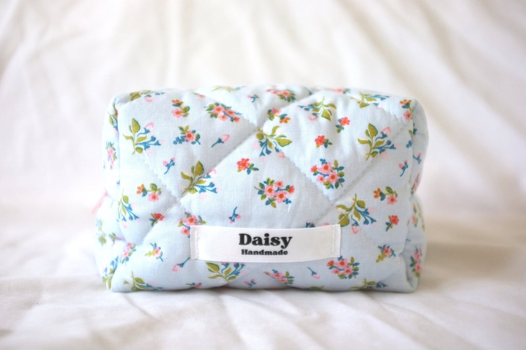 Makeup bag blue spring floral