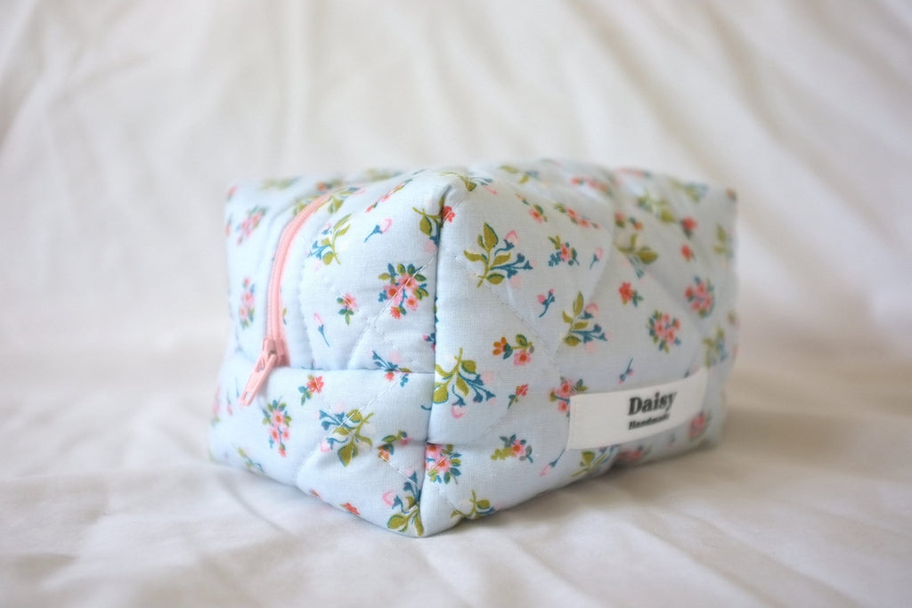 Makeup bag blue spring floral