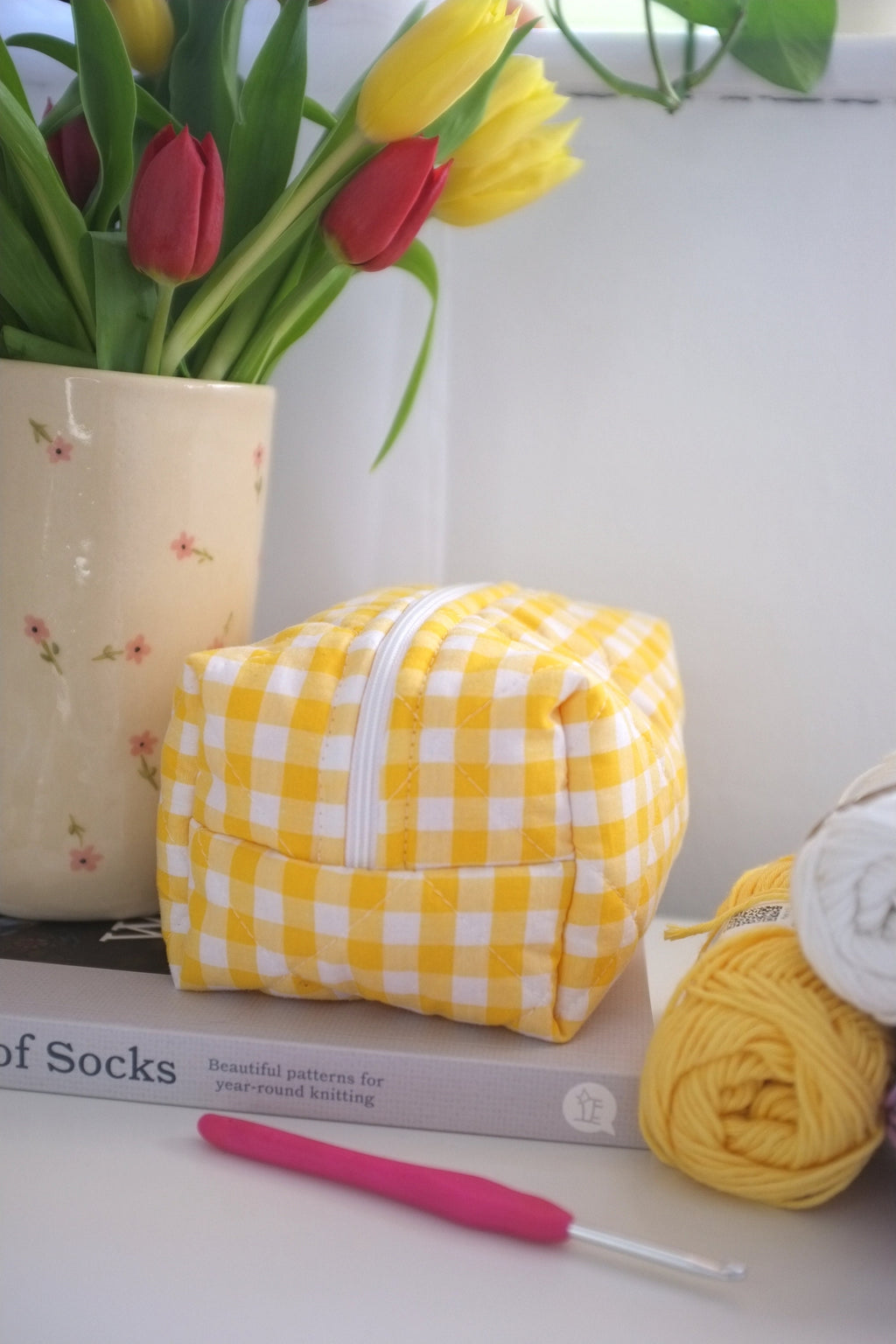 Makeup bag yellow gingham