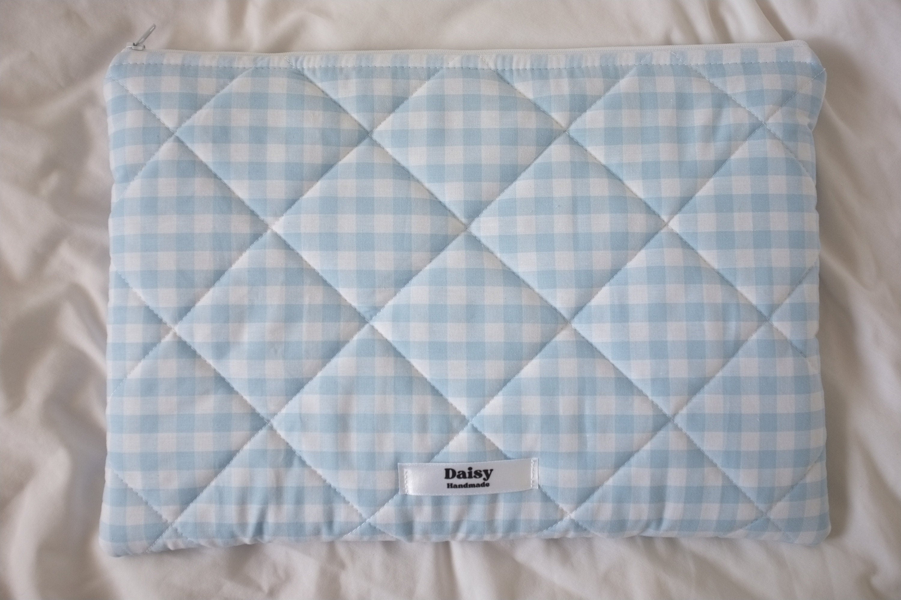 Laptop sleeve light blue gingham