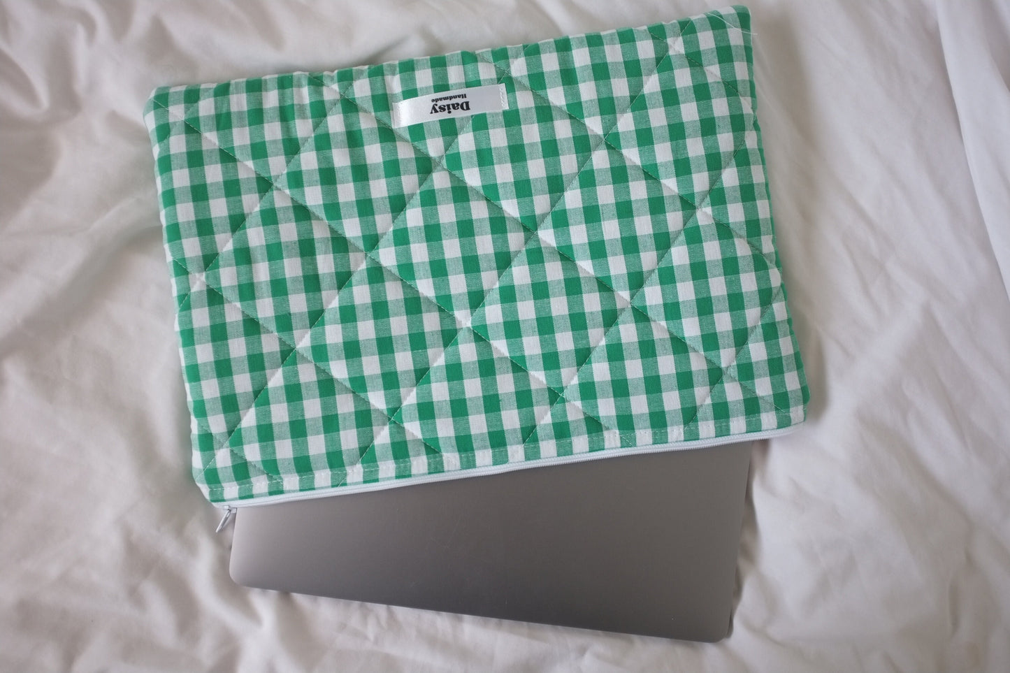 Laptop sleeve emerald green gingham