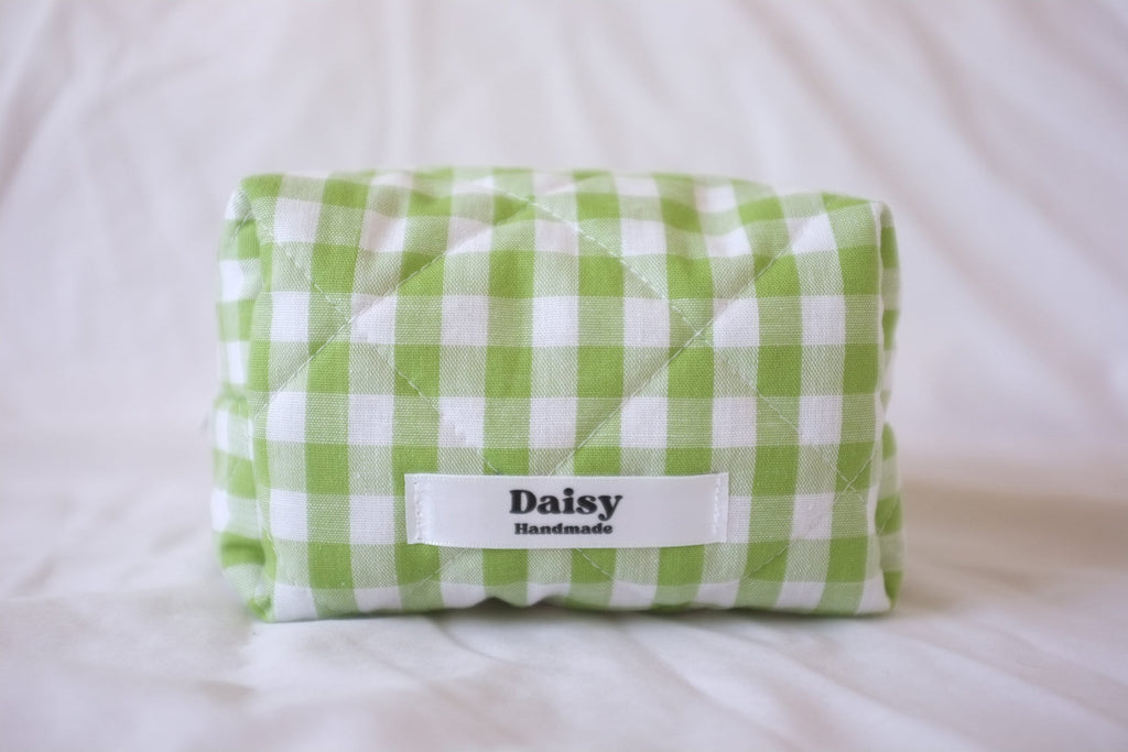 Makeup bag lime green gingham