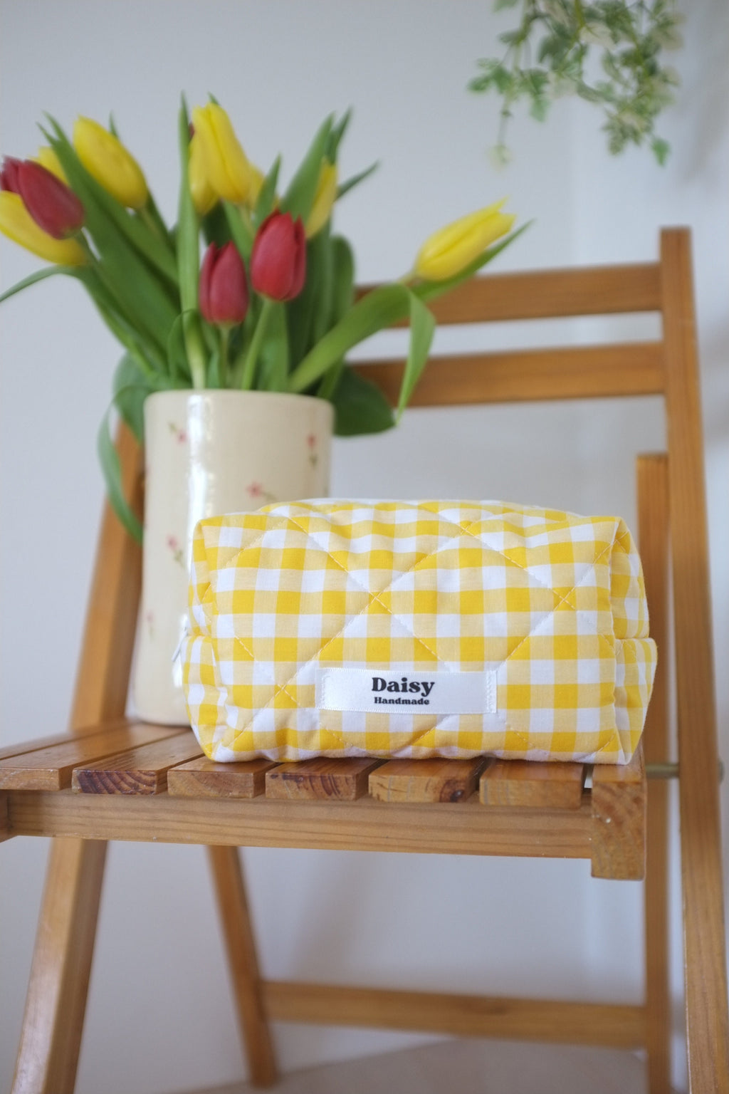 Makeup bag yellow gingham
