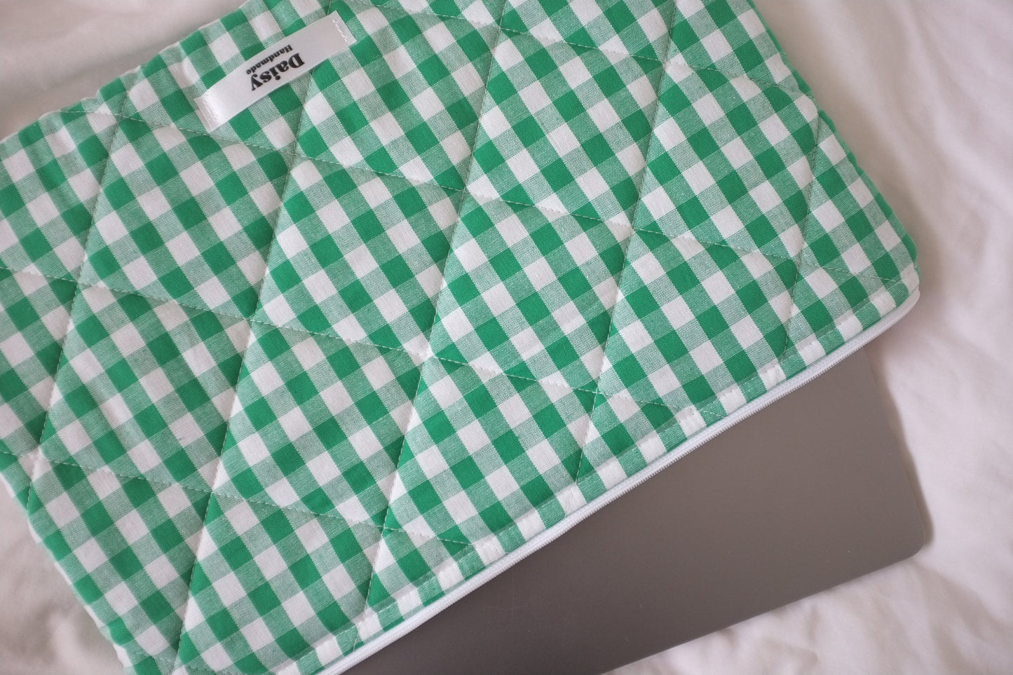 Laptop sleeve emerald green gingham
