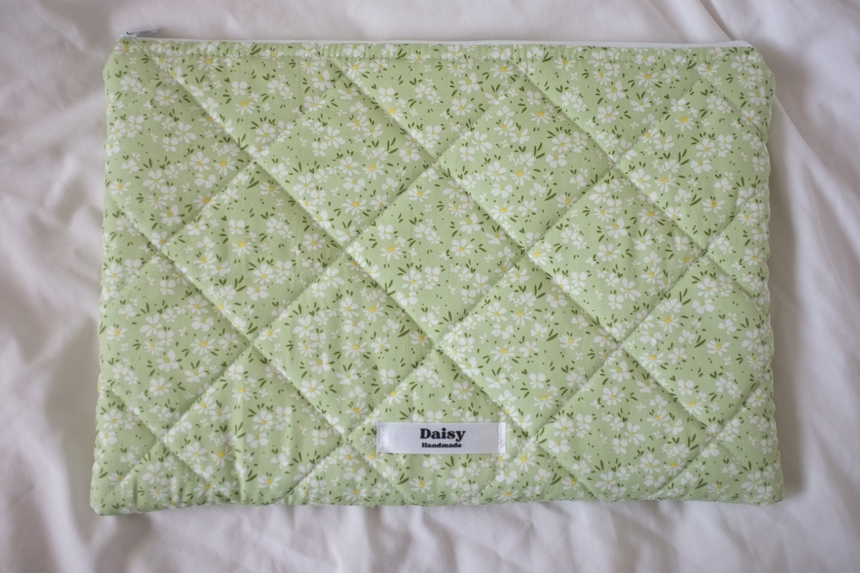 Laptop sleeve green meadow floral