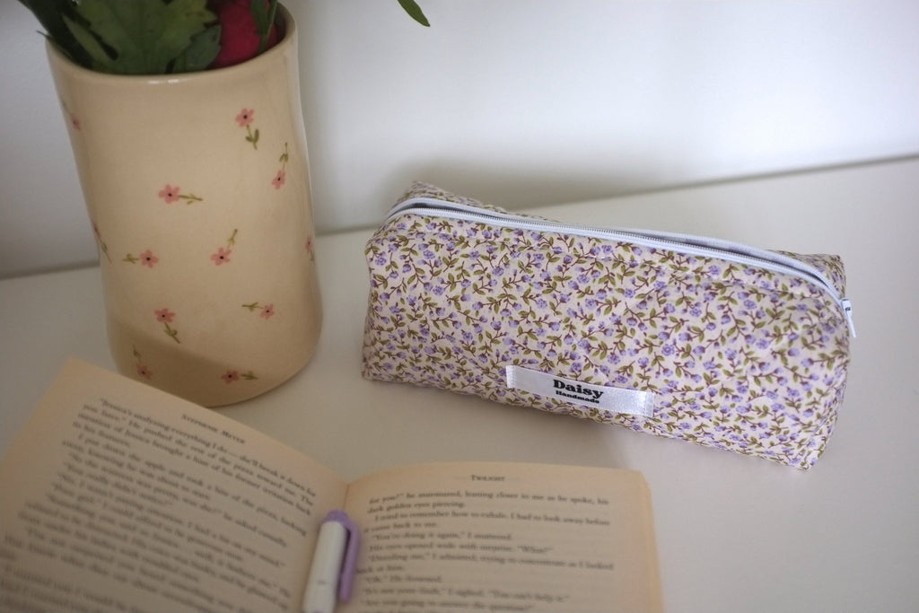 Pencil case purple rose buds