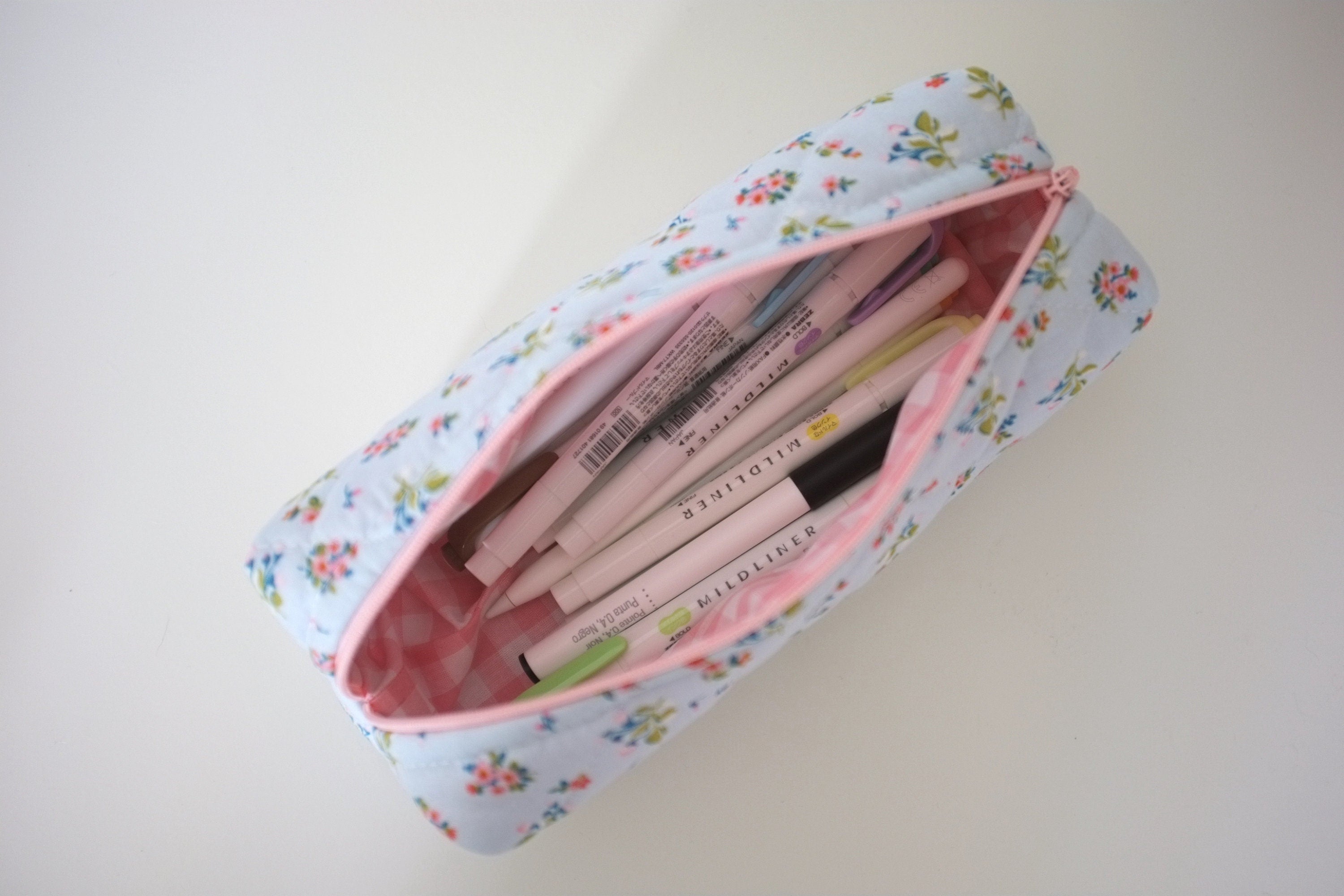 Pencil case blue spring floral