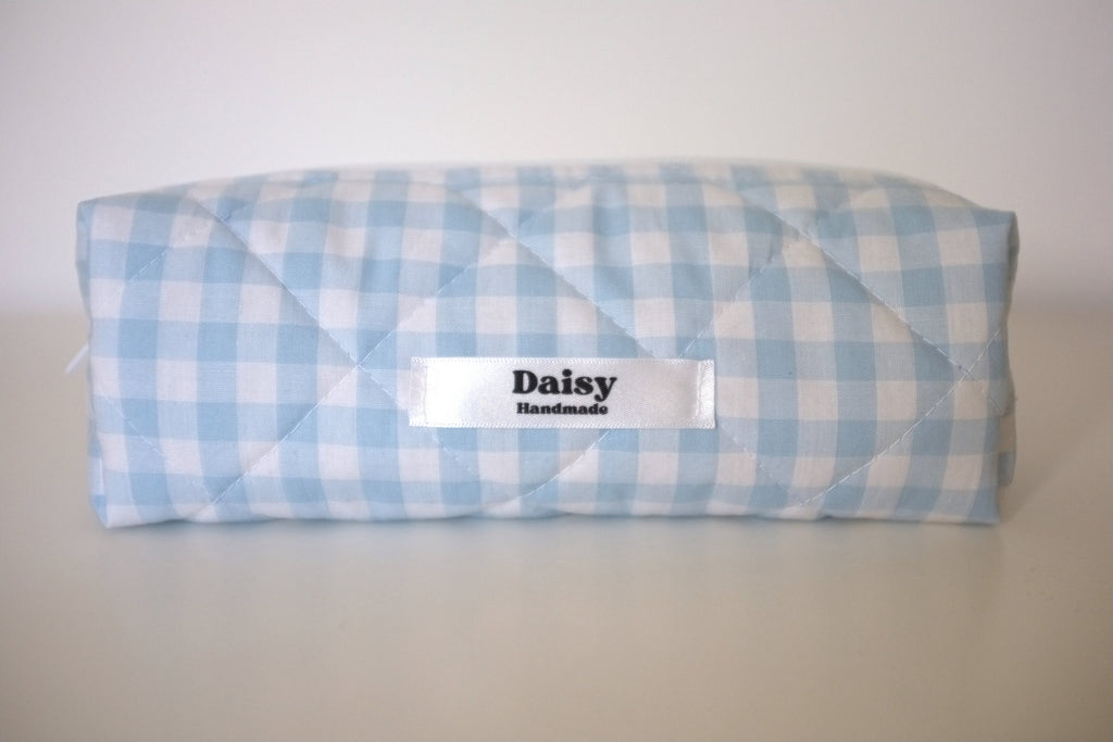 Pencil case light blue gingham