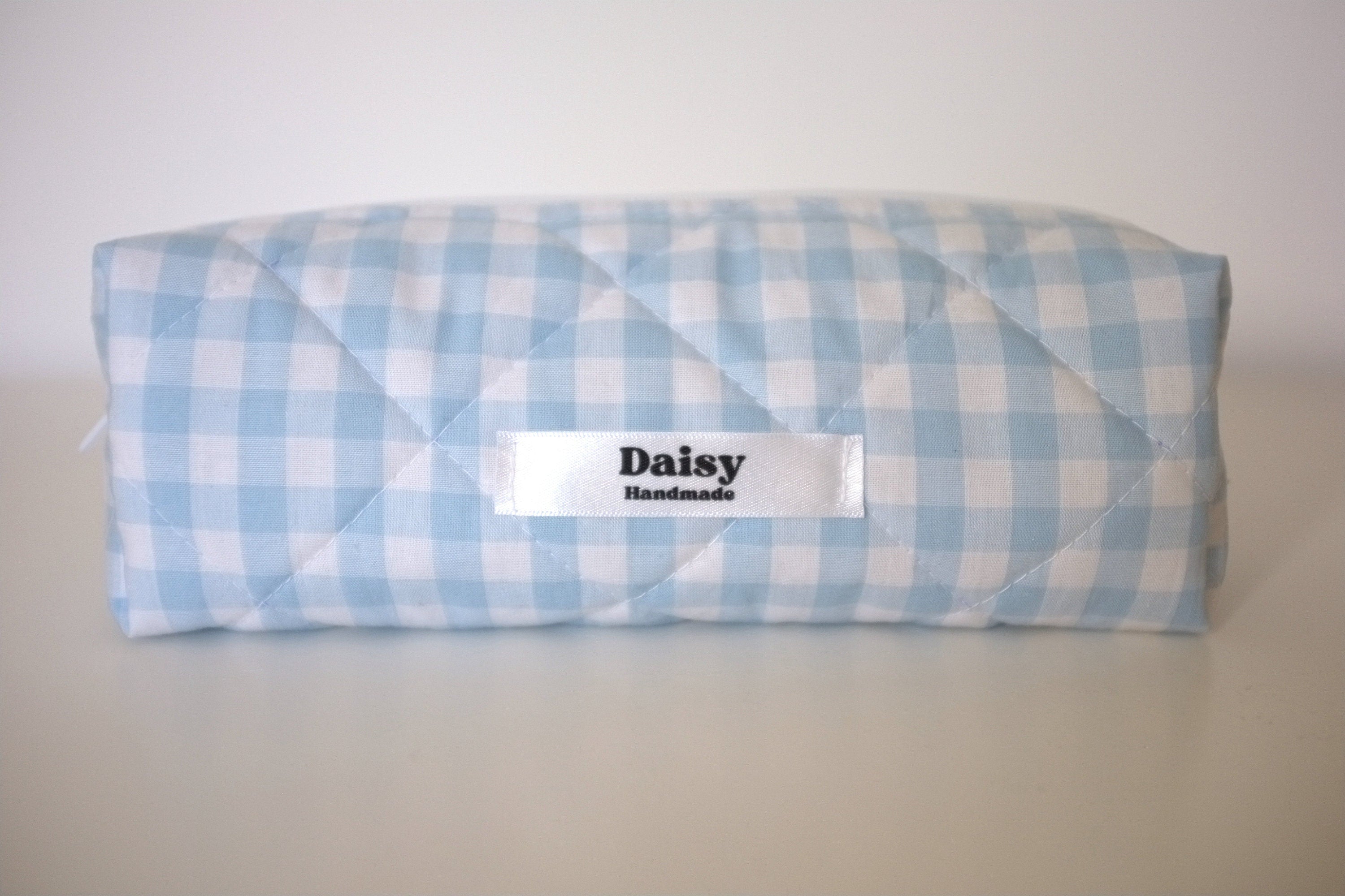 Pencil case light blue gingham