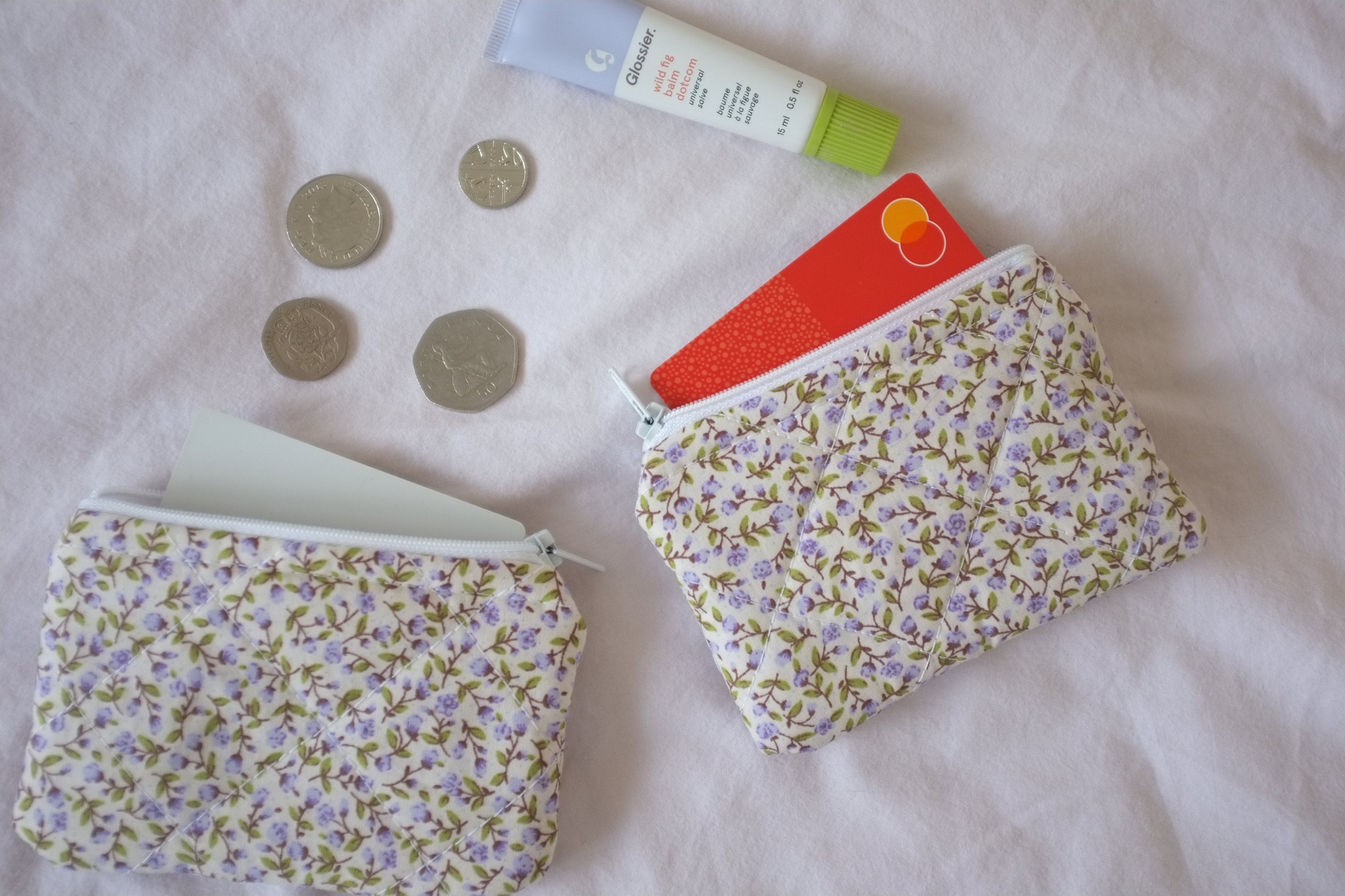 Coin purse purple rose buds