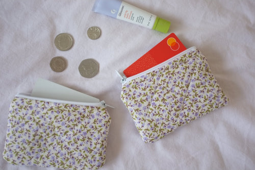 Coin purse purple rose buds