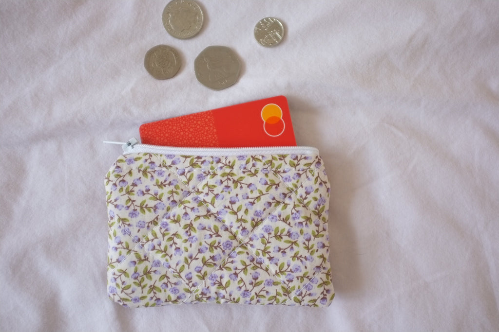 Coin purse purple rose buds