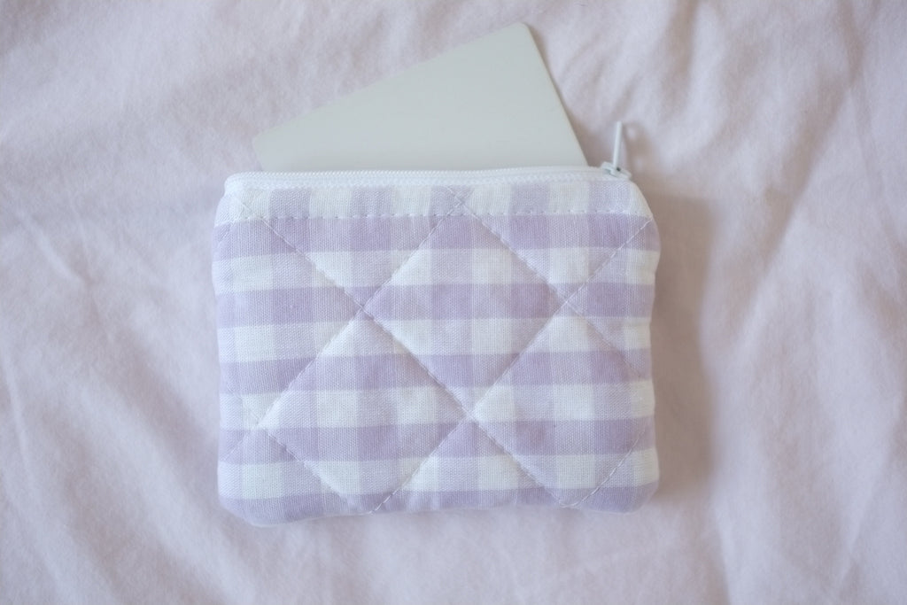 Coin purse purple gingham