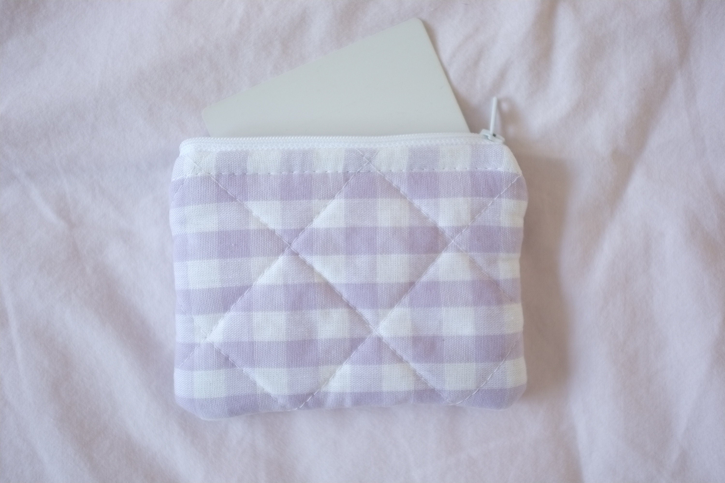 Coin purse purple gingham