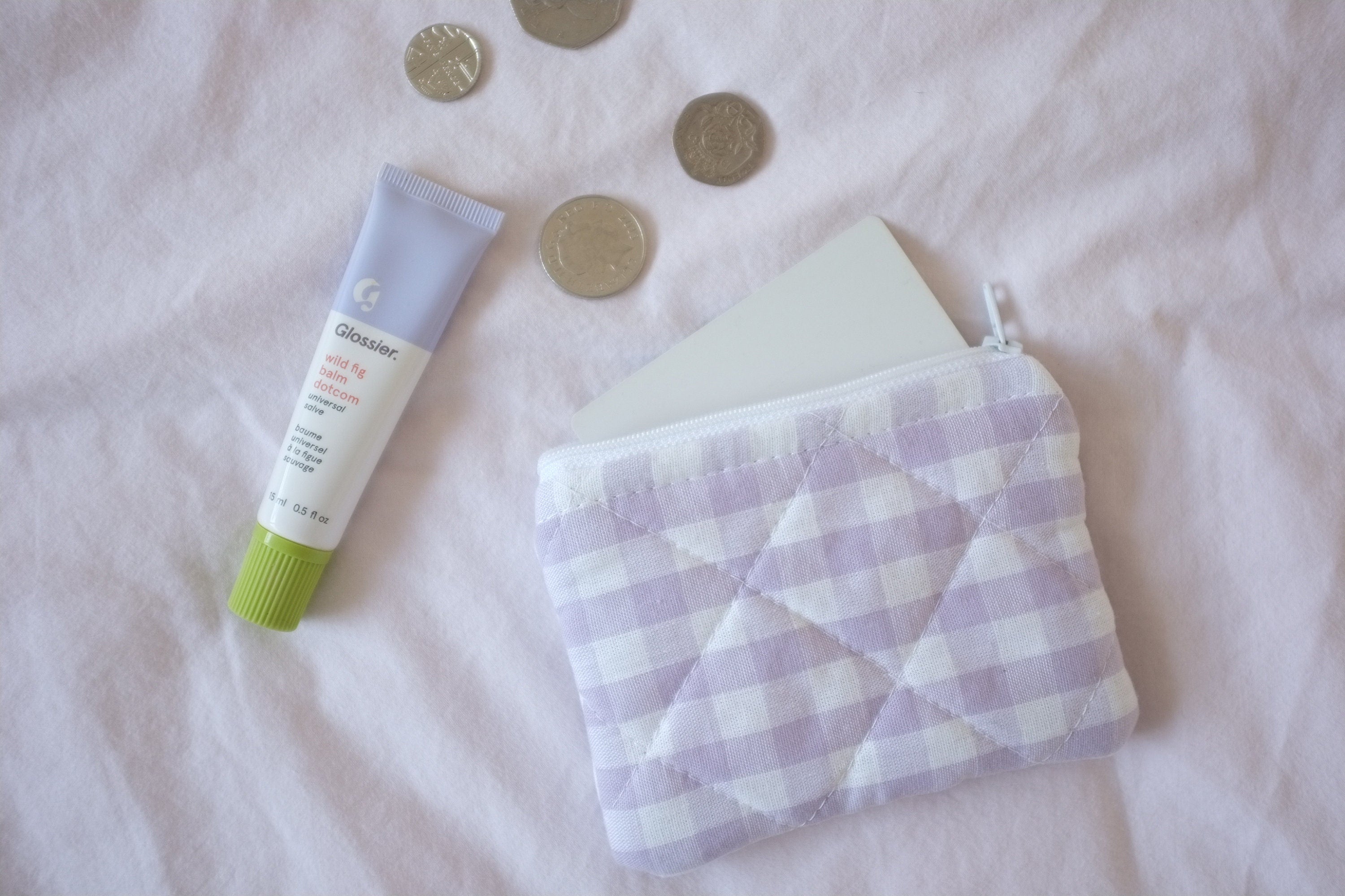 Coin purse purple gingham
