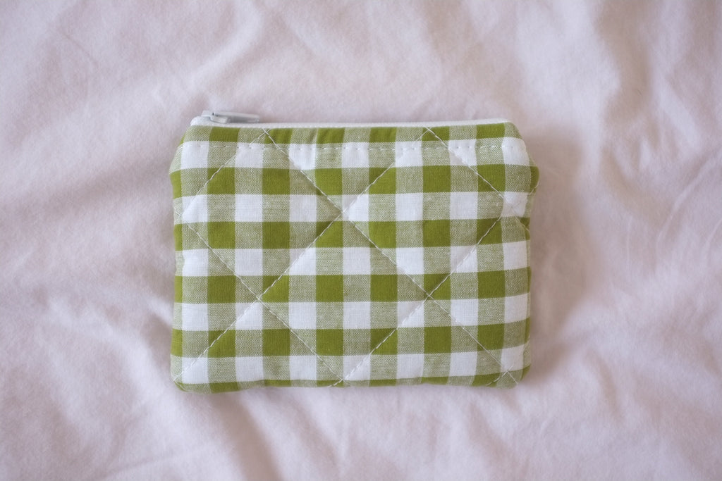 Coin purse olive green gingham