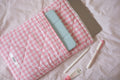 Laptop sleeve with pocket pink gingham