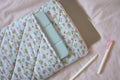 Laptop sleeve with pocket blue spring floral