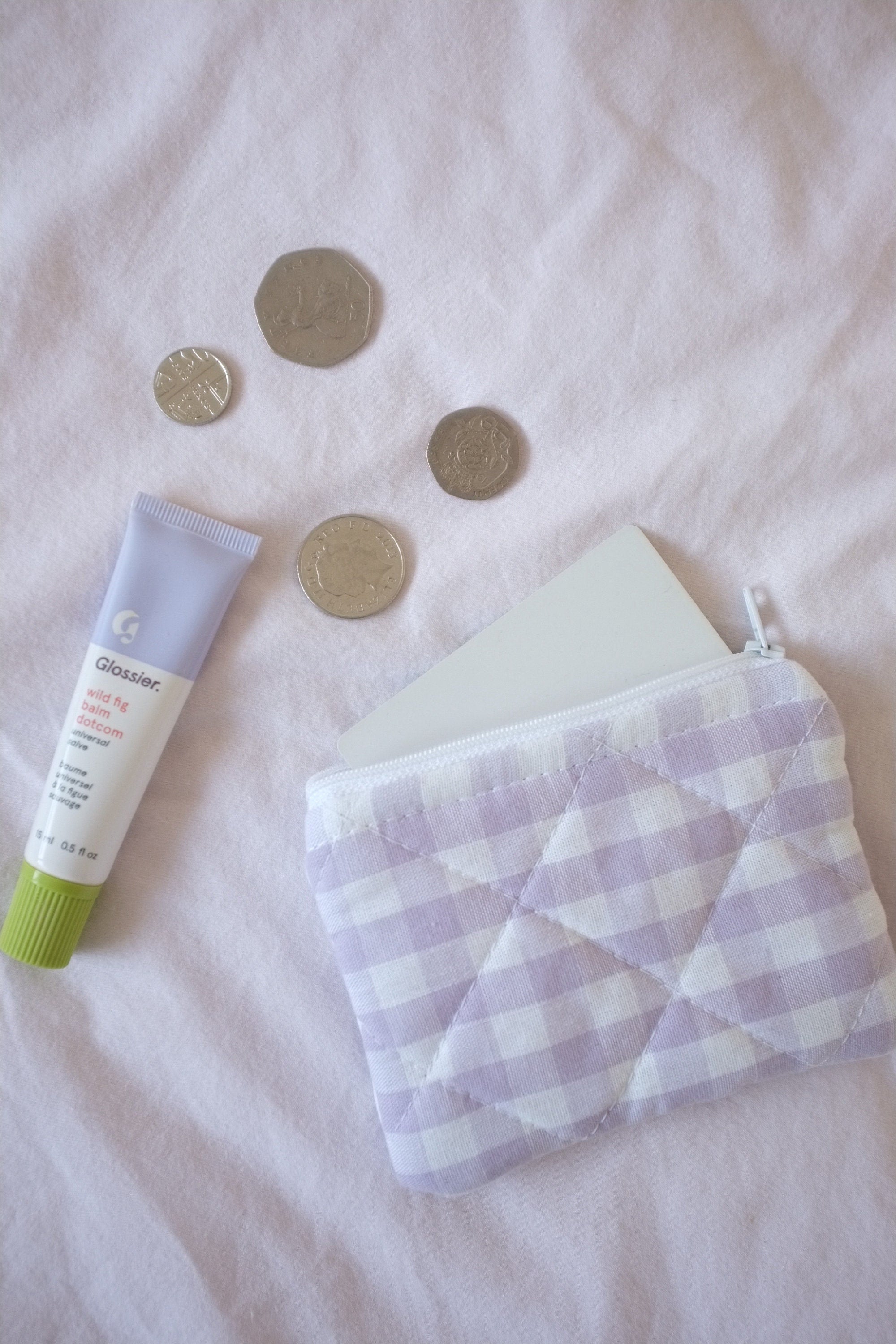 Coin purse purple gingham