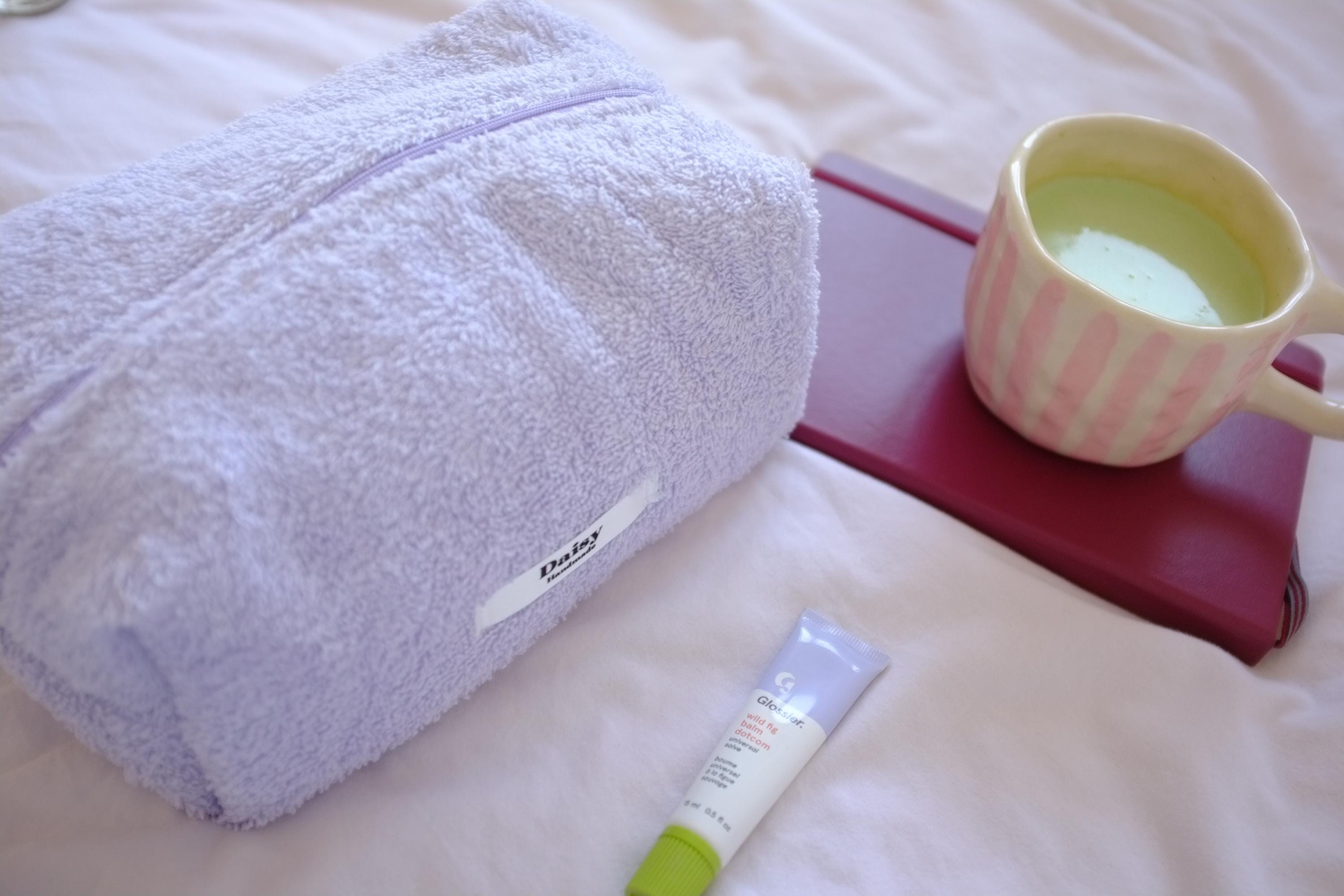 Makeup bag purple terry