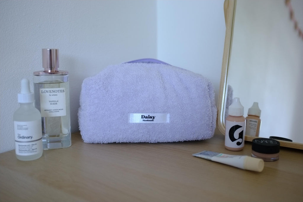 Makeup bag purple terry