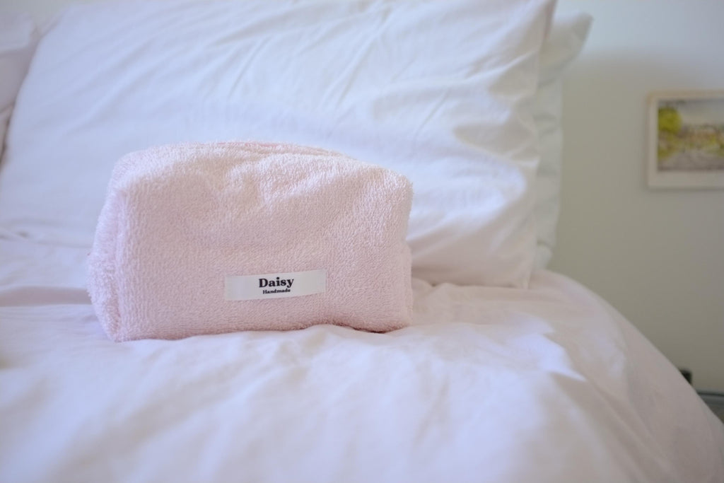 Makeup bag pink terry