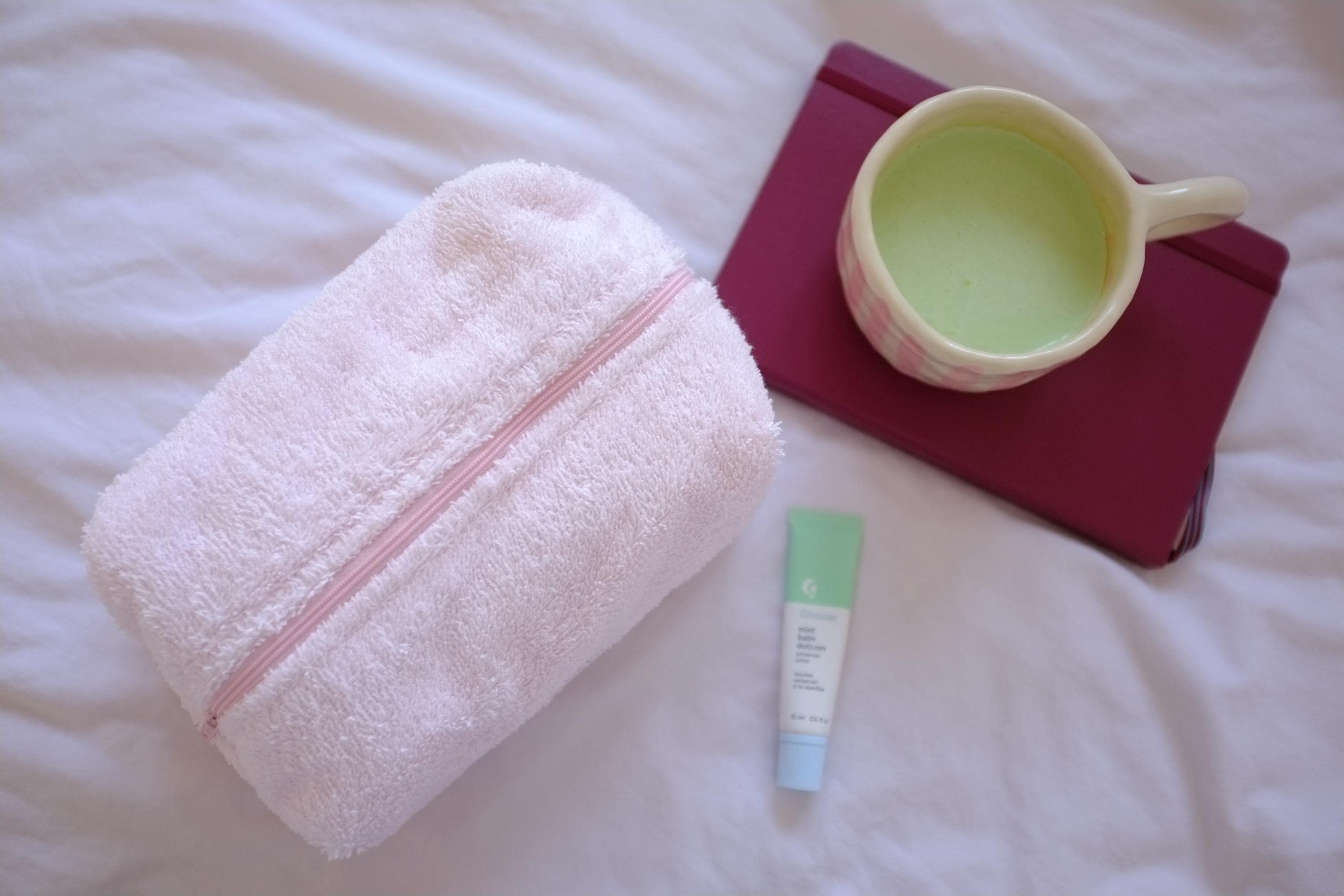 Makeup bag pink terry